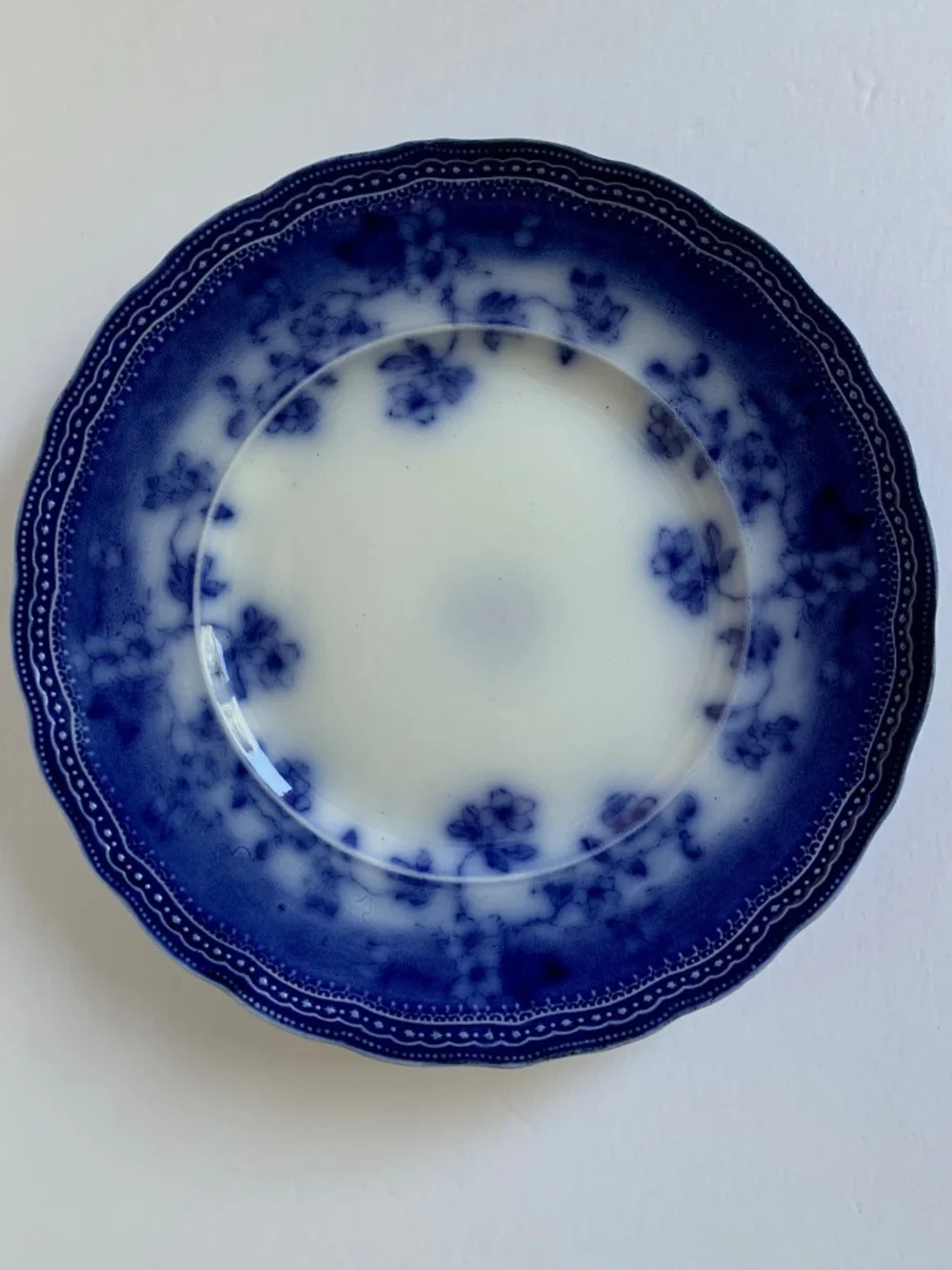 Antique Flow Blue Transferware Plate Societe Ceramique Maastricht Splendid 9”
